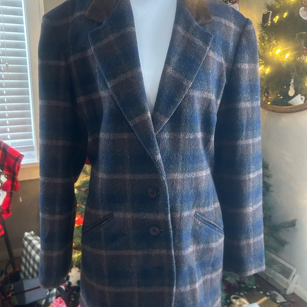 Vintage Blue and Gray Plaid Blazer